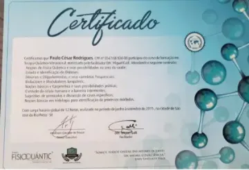 Certificado de Paulo Rodrigues: Terapia Quântica Vibracional · Fisioquantic
