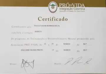 Certificado de Paulo Rodrigues: Desenvolvimento Mental · Pró-Vida