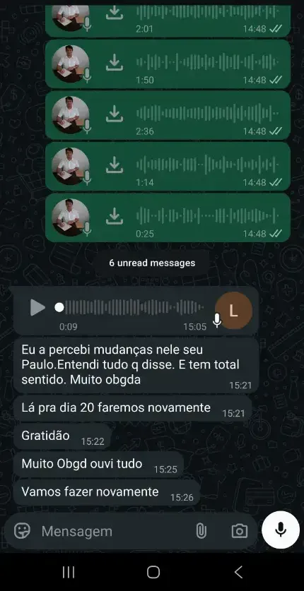 Retorno de acompanhamento de pessoa atendida pela Apometria Brasil