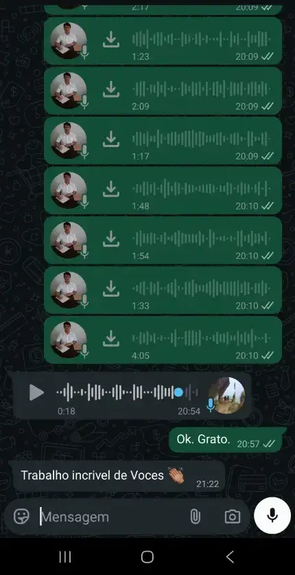Depoimento sobre a mensagem do mentor recebida na sessão
