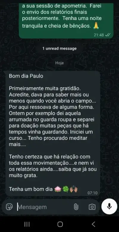 Relato de melhora no ambiente familiar após o tratamento