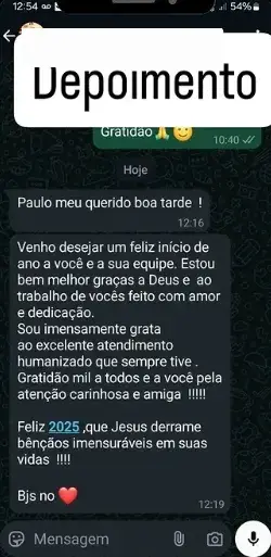 Depoimento de gratidão pelo atendimento humanizado da equipe