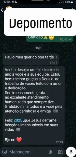 Depoimento de gratidão pelo atendimento humanizado da equipe