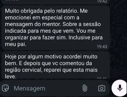 Relato de leveza na região cervical depois da sessão