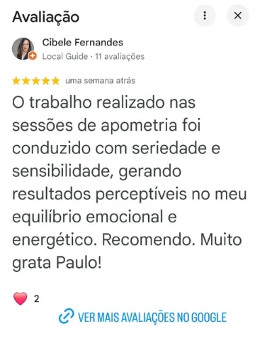 Avaliação 5 estrelas de Cibele Fernandes no Google