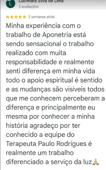 Avaliação 5 estrelas de Lucimara Silva de Lima no Google
