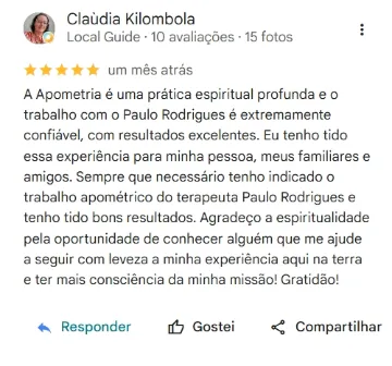 Avaliação 5 estrelas de Claùdia Kilombola no Google