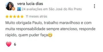 Avaliação 5 estrelas de Vera Lucia Dias no Google sobre a apometria com Paulo Rodrigues