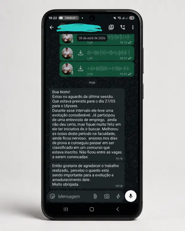 Retorno de acompanhamento de pessoa atendida pela Apometria Brasil